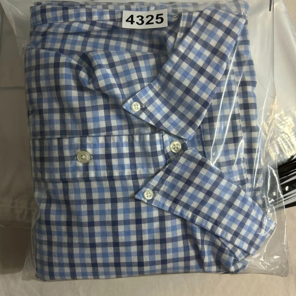 Polo Ralph Lauren Button Down Shirt Mens 3XB Blue White Gingham Long Sleeve Logo